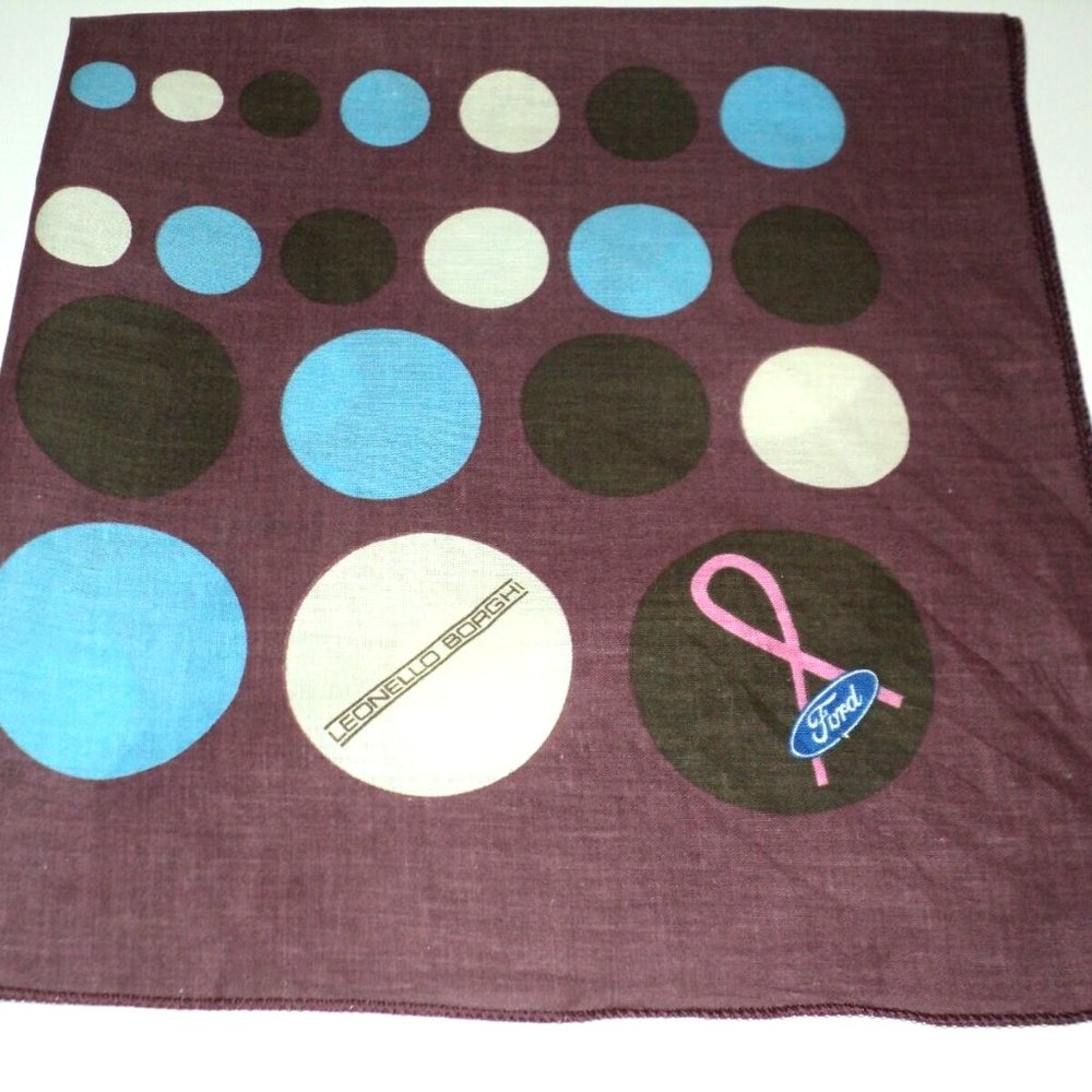 Breast Cancer Awareness Scarf Maroon Leonello Borghi Polka Dots by Ford NEW